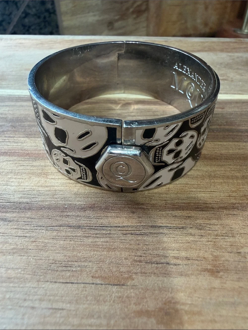 Alexander McQueen Black and Silver Skull Cuff Bracelet